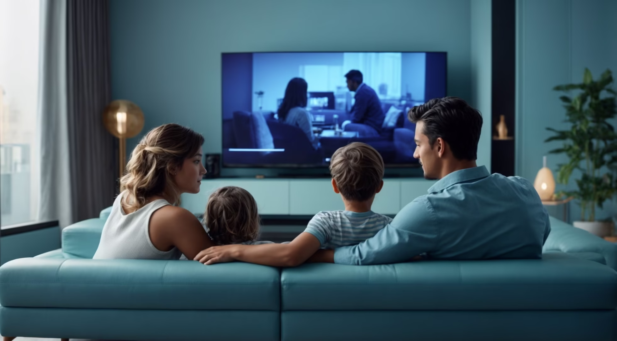 Familia viendo una Smart TV 4K — las mejores ofertas y comparativas de televisores en Tutelevisor.es